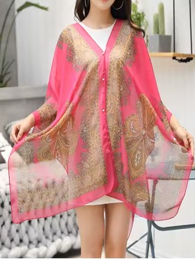Reversible Pearl Chiffon Top with Filigrees